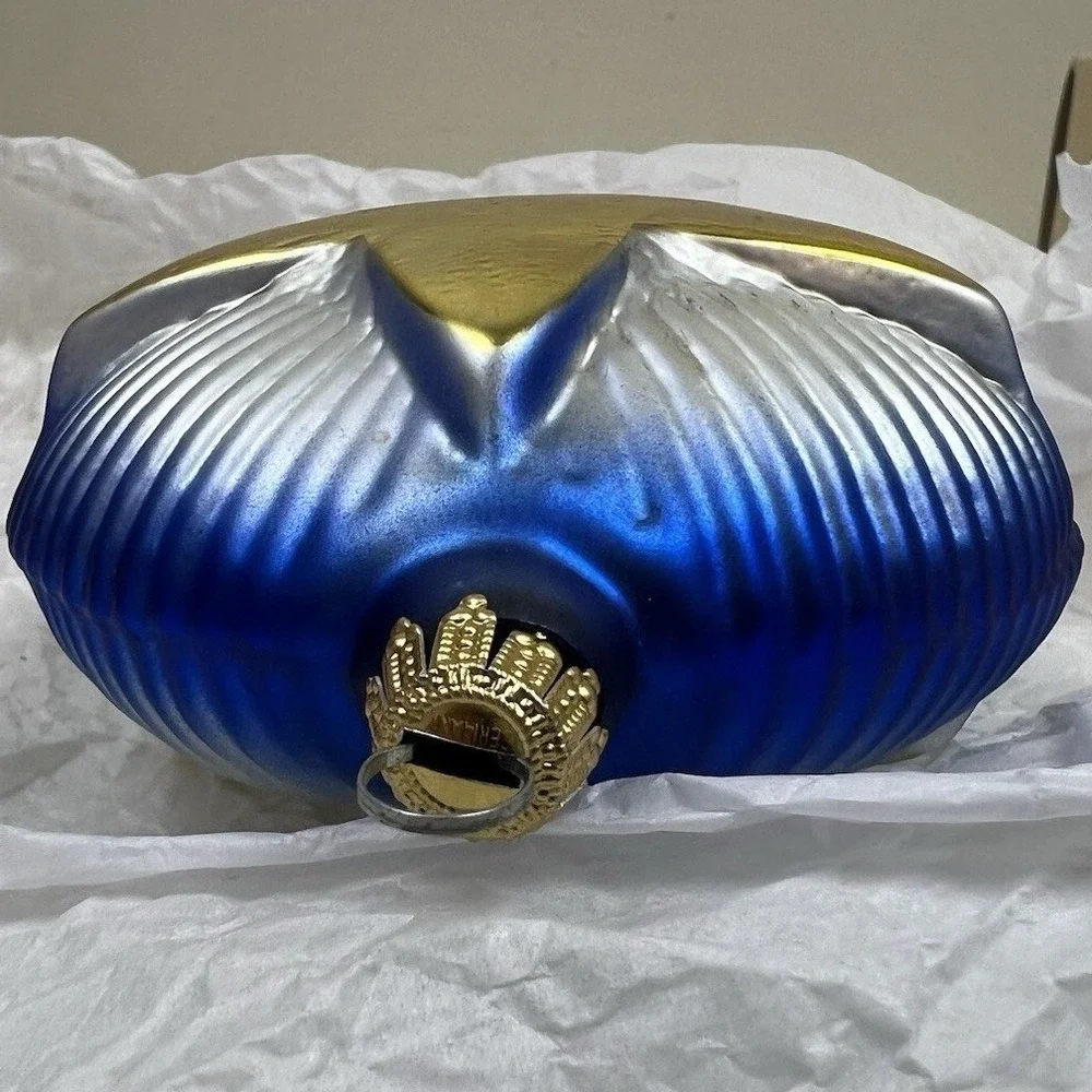 Vintage Christmas Glass‎ Ornament GERMANY Blue Gold 3D Star Religious Wise Men